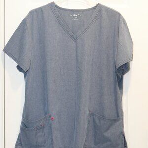 Scrubletics Womens Grey Scrubs Set Top 2XL Pants L